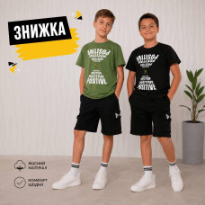 LEYZ, літній костюм для хлопчика, з принтом, розмір 140,146 см. Яскравий костюм футболка та шорти.Туреччина зелена, 140
