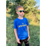 Яркая синяя футболка для мальчика в патриотическом стиле размер 9,10,12 лет. Турция.
